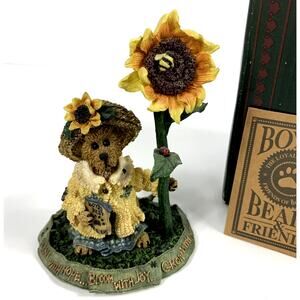 Boyd Bear Sunflower Plant A Seed Retired BEARSTONE 1999 20th Anniversary Club